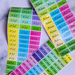 120pcs 30x13mm Hebrew Names Stickers Children Labels Water Proof Decals Multi Color Labels Tags Gold Laser Paper Any Language