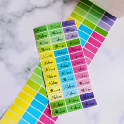 120pcs 30x13mm Hebrew Names Stickers Children Labels Water Proof Decals Multi Color Labels Tags Gold Laser Paper Any Language