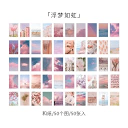 50pcs Life Scenery Sticky Book Style Deco Stationery Scrapbooking Decorative background Stickers Sticky Art Aesthetics Stickers