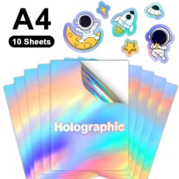 10 Sheets A4 Holographic Printable Vinyl Sticker Paper Waterproof Self-adhesive Rainbow Laser Inkjet Stickers For Inkjet Printer