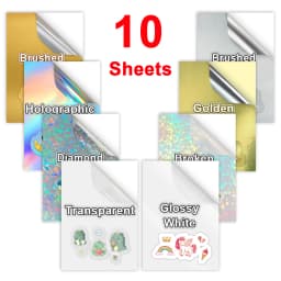 10 Sheets A4 Holographic Printable Vinyl Sticker Paper Waterproof Self-adhesive Rainbow Laser Inkjet Stickers For Inkjet Printer