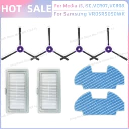 Fit For Midea i5 i5C VCR10W VCR07 VCR08 MR09, Samsung VR05R5050WK, Eureka NER450 Parts Main Roller Side Brush Filter Mop Cloth