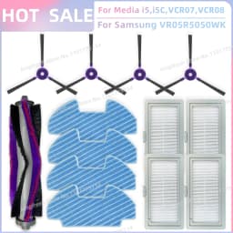 Fit For Midea i5 i5C VCR10W VCR07 VCR08 MR09, Samsung VR05R5050WK, Eureka NER450 Parts Main Roller Side Brush Filter Mop Cloth