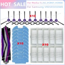 Fit For Midea i5 i5C VCR10W VCR07 VCR08 MR09, Samsung VR05R5050WK, Eureka NER450 Parts Main Roller Side Brush Filter Mop Cloth