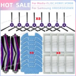 Fit For Midea i5 i5C VCR10W VCR07 VCR08 MR09, Samsung VR05R5050WK, Eureka NER450 Parts Main Roller Side Brush Filter Mop Cloth
