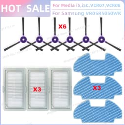 Fit For Midea i5 i5C VCR10W VCR07 VCR08 MR09, Samsung VR05R5050WK, Eureka NER450 Parts Main Roller Side Brush Filter Mop Cloth