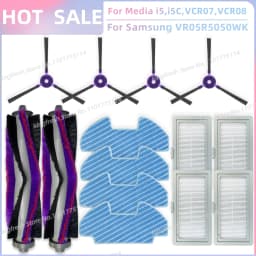 Fit For Midea i5 i5C VCR10W VCR07 VCR08 MR09, Samsung VR05R5050WK, Eureka NER450 Parts Main Roller Side Brush Filter Mop Cloth