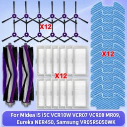 Fit For Midea i5 i5C VCR10W VCR07 VCR08 MR09, Samsung VR05R5050WK, Eureka NER450 Parts Main Roller Side Brush Filter Mop Cloth