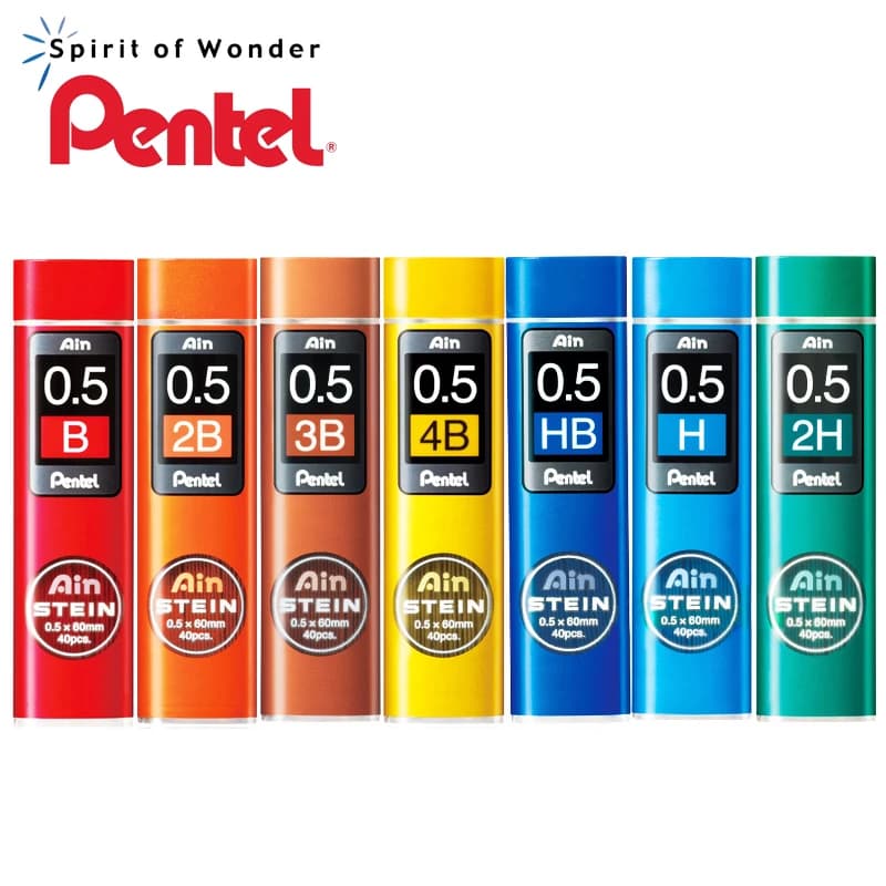1 Tubes/Lot (40pcs/Tube) Pentel 0.5mm Mechanical Pencil Refills B,2B,3B,4B,H,2H,HB Pencil Leads for School & Office Stationery