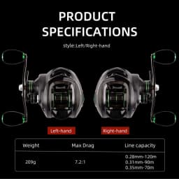 Fishing Baitcasting Reel All Metal Spool 18+1BB 10kg/22LB Max Drag Speed Ratio 7.2:1 Magnetic Metal Casting Pesca Fishing Reels