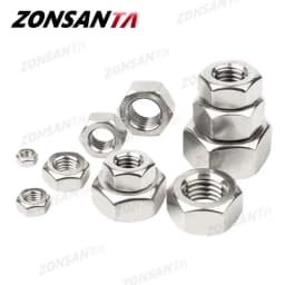 ZONSANTA Metric 304 Stainless Steel Hex Hexagon Nut DIN934 M1 M1.2 M1.4 M1.6 M2 M2.5 M3 M4 M5 M6 M8 M10 M12 M16 M20 Screw Nuts