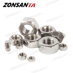 ZONSANTA Metric 304 Stainless Steel Hex Hexagon Nut DIN934 M1 M1.2 M1.4 M1.6 M2 M2.5 M3 M4 M5 M6 M8 M10 M12 M16 M20 Screw Nuts