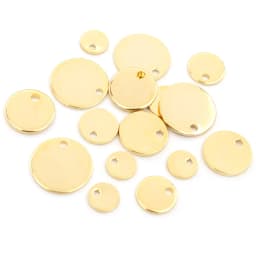 6 -25mm 30pcs Round Charms 316 Stainless Steel Gold Plated Round One Hole Charm DIY Necklace Pendant Jewelry Finding