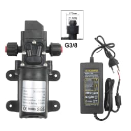 DC 12V 130PSI 6L/Min Water High Pressure Diaphragm Self Priming Pump 70W 72W with EU plug power supply 6A pipe 1/2