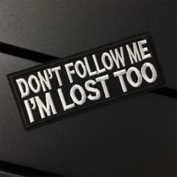 DON'T FOLLOW ME Size: 10x3.8cm Clothes Patches Stripe for Clothing Black and White Letter Iron On Stickers DIY Embroidered Patch