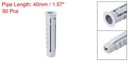 uxcell 50pcs 8mmX40mm Plastic Expansion Pipe Column Concrete Anchor Wall Plug Gray for Home Garden DIY Application