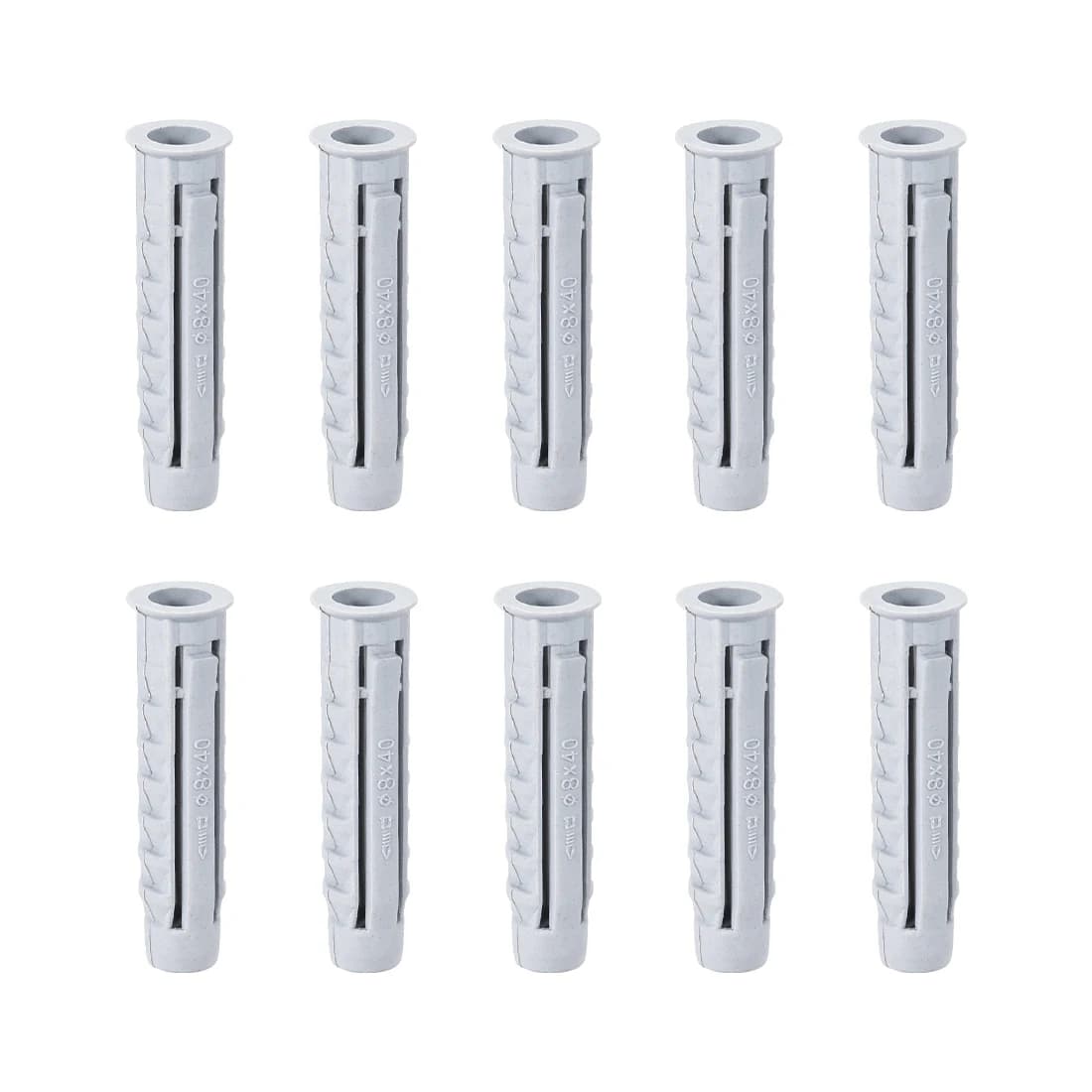 uxcell 50pcs 8mmX40mm Plastic Expansion Pipe Column Concrete Anchor Wall Plug Gray for Home Garden DIY Application