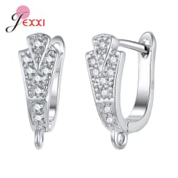 Korean Style Various Models Crystal Earring Findings Genuine 925 Sterling Silver Earring Findings Jewelry Accessories For DIY