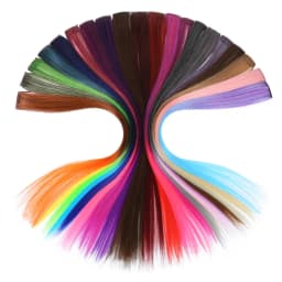 All Long Straight Color Hair Piece Hair Extensions Clip In Highlight Rainbow Hair Streak Pink Synthetic Hair Strands on Clips