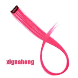 All Long Straight Color Hair Piece Hair Extensions Clip In Highlight Rainbow Hair Streak Pink Synthetic Hair Strands on Clips