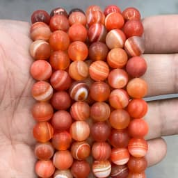 Natural Orange Stripe Onyx Agates Round Beads Diy Bracelet Necklace for Jewelry Making Accessories 15" Strand 4 6 8 10 12 14MM