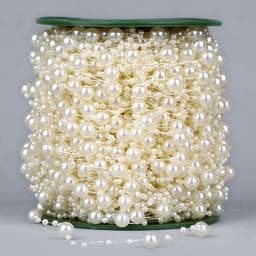 10m 3mm and 8mm Craft Square Imitation Pearl Beads Cotton Line Chain For DIY Wedding Party Decoration Party accessior