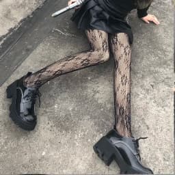 Classic Lolita Hollowed Out Lace Mesh Stockings Bottomed Pantyhose Women Sexy Japanese Girls Gothic Punk Retro Spider Web Tights