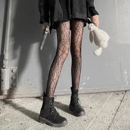 Classic Lolita Hollowed Out Lace Mesh Stockings Bottomed Pantyhose Women Sexy Japanese Girls Gothic Punk Retro Spider Web Tights
