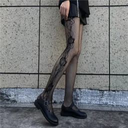 Classic Lolita Hollowed Out Lace Mesh Stockings Bottomed Pantyhose Women Sexy Japanese Girls Gothic Punk Retro Spider Web Tights
