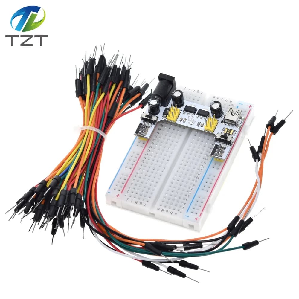 3.3V/5V MB102 Breadboard power module+ 400 points Solderless Prototype Bread board kit +65 Flexible jumper wires for arduino