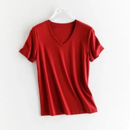 High-end New 10% Silk & Mercerized Cotton Women T-shirt Luxury Tee Short Sleeve Silky Feeling Summer Wear  Tops V / O-neck