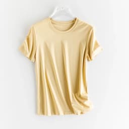 High-end New 10% Silk & Mercerized Cotton Women T-shirt Luxury Tee Short Sleeve Silky Feeling Summer Wear  Tops V / O-neck