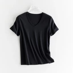 High-end New 10% Silk & Mercerized Cotton Women T-shirt Luxury Tee Short Sleeve Silky Feeling Summer Wear  Tops V / O-neck