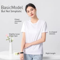 High-end New 10% Silk & Mercerized Cotton Women T-shirt Luxury Tee Short Sleeve Silky Feeling Summer Wear  Tops V / O-neck