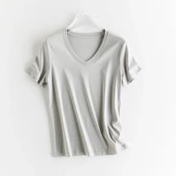 High-end New 10% Silk & Mercerized Cotton Women T-shirt Luxury Tee Short Sleeve Silky Feeling Summer Wear  Tops V / O-neck