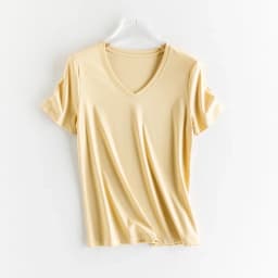 High-end New 10% Silk & Mercerized Cotton Women T-shirt Luxury Tee Short Sleeve Silky Feeling Summer Wear  Tops V / O-neck