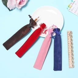 10PCS Plush Cloth Pen Bag Double-sided Thickened Velvet Pen Pouch Sleeve Holder Office School Supplies