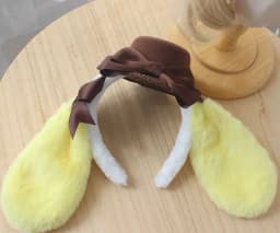 JK Lolita Japanese Y2K Cute Kawaii Dog Ears Yellow Hat Pompoms Accessories Cosplay Hair Accessories Women Girls