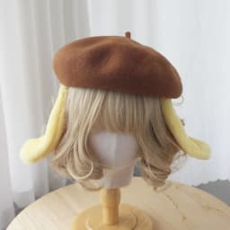 JK Lolita Japanese Y2K Cute Kawaii Dog Ears Yellow Hat Pompoms Accessories Cosplay Hair Accessories Women Girls