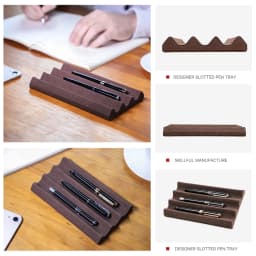 Contact's Family Luxury Leather Pen Tray 1/2/3 Slots Pens Holder Display Pen Stand Microfiber Desktop Organizer Home Office Use