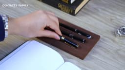 Contact's Family Luxury Leather Pen Tray 1/2/3 Slots Pens Holder Display Pen Stand Microfiber Desktop Organizer Home Office Use