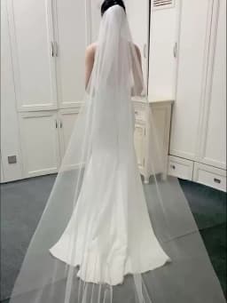 TOPQUEEN V30 Classic Bridal Wedding Veils Plain Yarn 1 Tier Soft Wedding Long Veil with Comb Wedding Dress Accessories Black Red