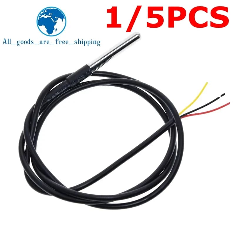 TZT 1/5PCS Stainless Steel Waterproof DS18b20 DS1820 1/2/3 Thread Temperature Probe Temperature Sensor 18B20 Cable For Arduino