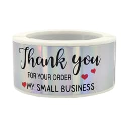120Pcs Rectangle Thank You For Your Order Sticker for Packaging Stationery Stickers Roll Black Pink Transparent Thank You Labels