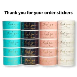120Pcs Rectangle Thank You For Your Order Sticker for Packaging Stationery Stickers Roll Black Pink Transparent Thank You Labels