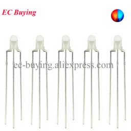 10pcs F3 3mm Diffused Two Color Common Anode/Cathode Round LED Red Warm White Blue Yellow Green Bi-Color Diode Light Emitting
