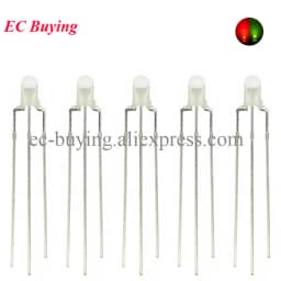 10pcs F3 3mm Diffused Two Color Common Anode/Cathode Round LED Red Warm White Blue Yellow Green Bi-Color Diode Light Emitting