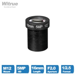 Witrue CCTV Camera Lens 5 Mega Pixel M12 X P0.5 Mount 1/2.5' F2.0 12MM 16MM 25MM Optional for Security IP Cameras
