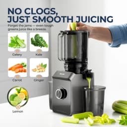 ROUNY Slow Juicer, Cold Press Extractor with Filter-Free, Easy Clean Electric Fruit Juicer Machine with Large Caliber, Black