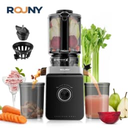 ROUNY Slow Juicer, Cold Press Extractor with Filter-Free, Easy Clean Electric Fruit Juicer Machine with Large Caliber, Black